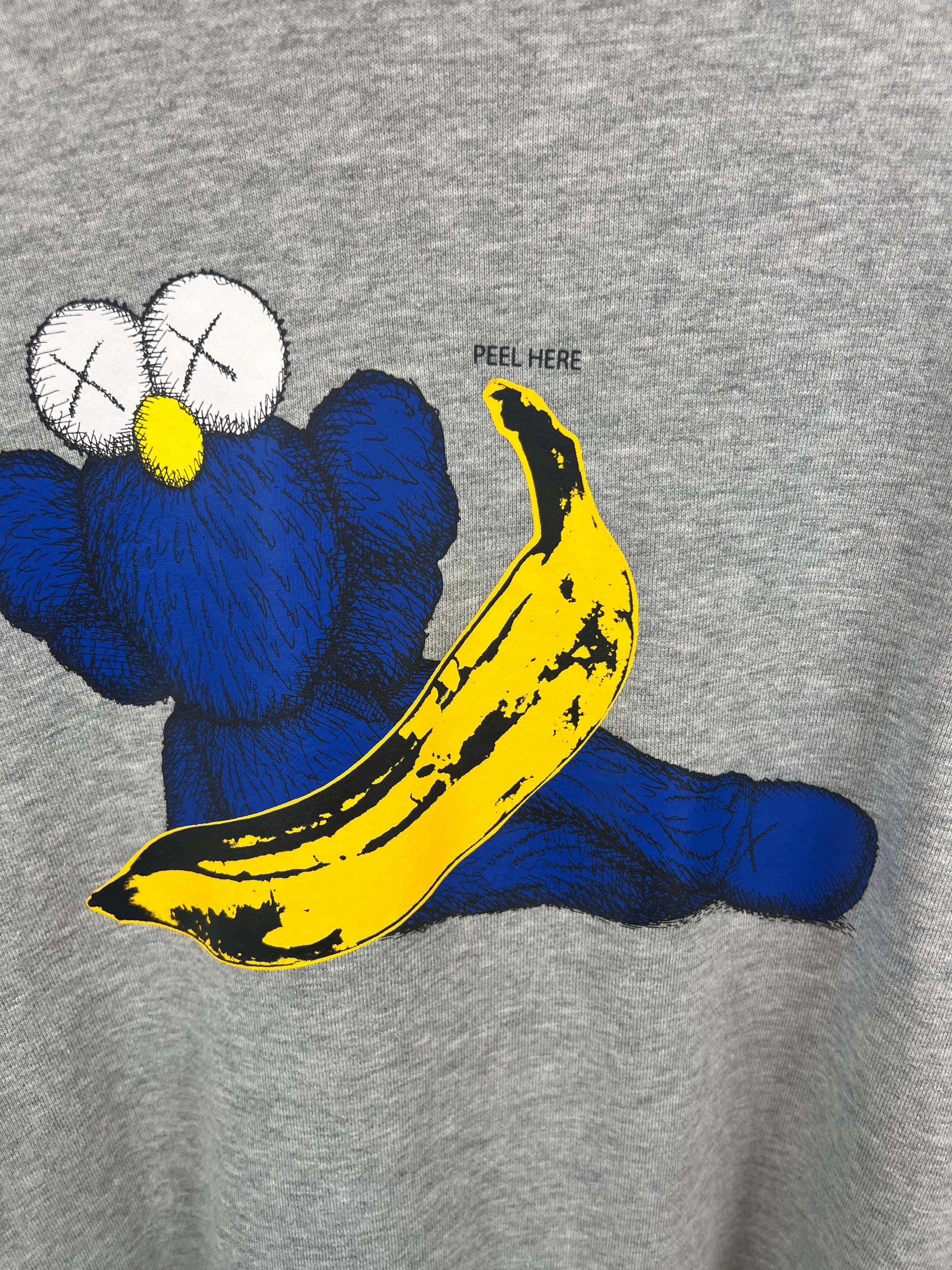KAWS X Uniqlo X AW "Peel here" gray sweatshirt