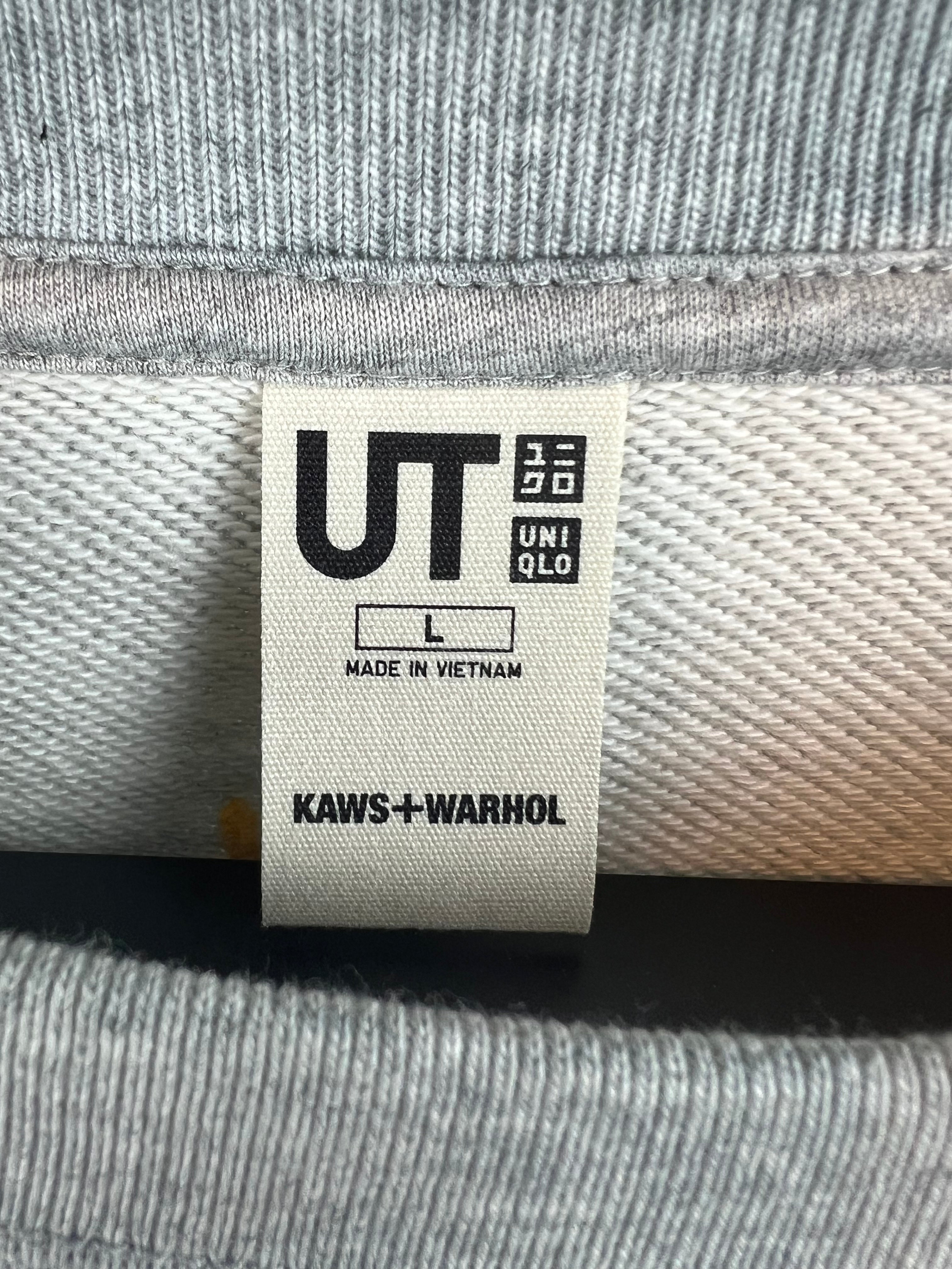KAWS X Uniqlo X AW "Peel here" gray sweatshirt