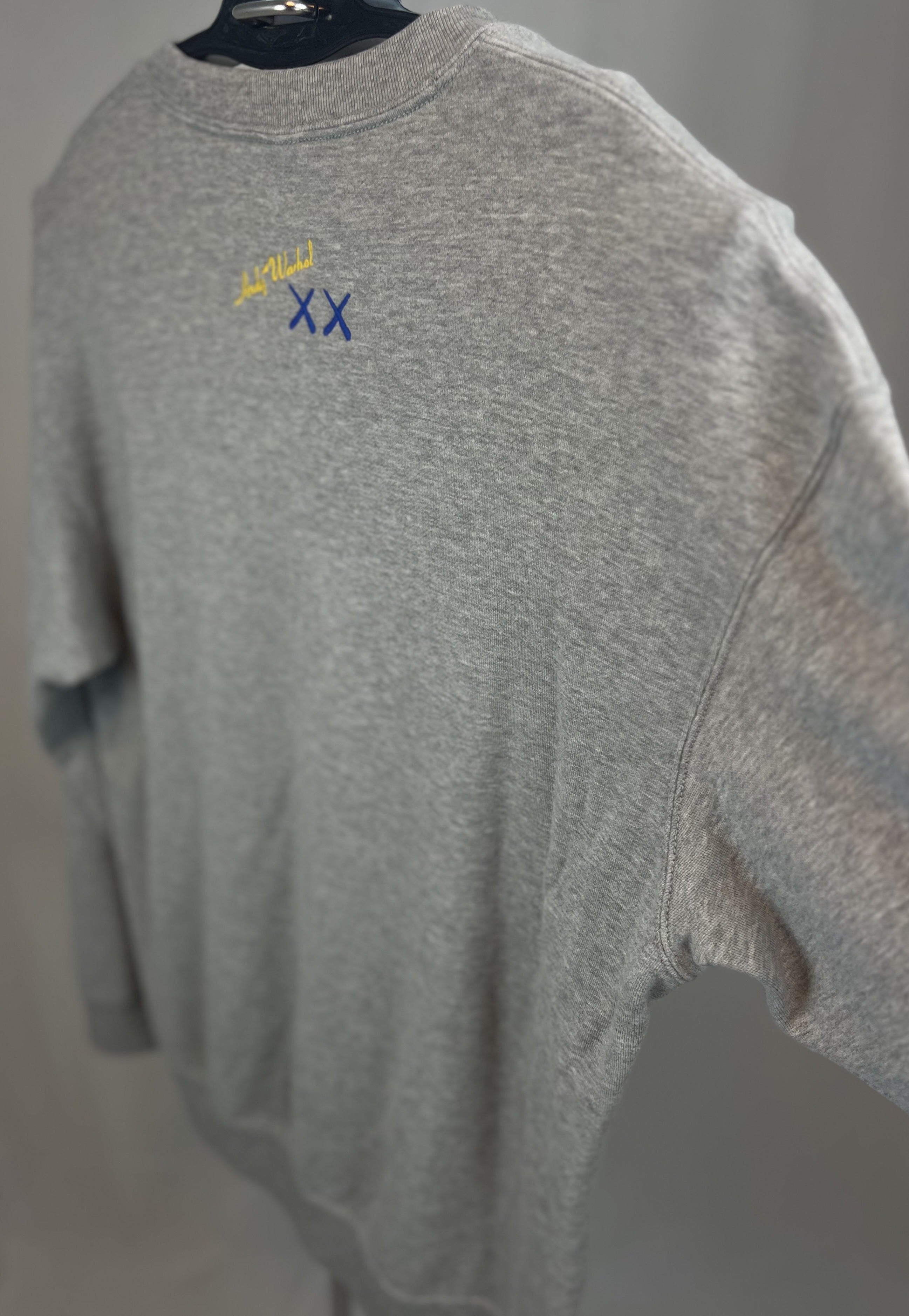 KAWS X Uniqlo X AW "Peel here" gray sweatshirt
