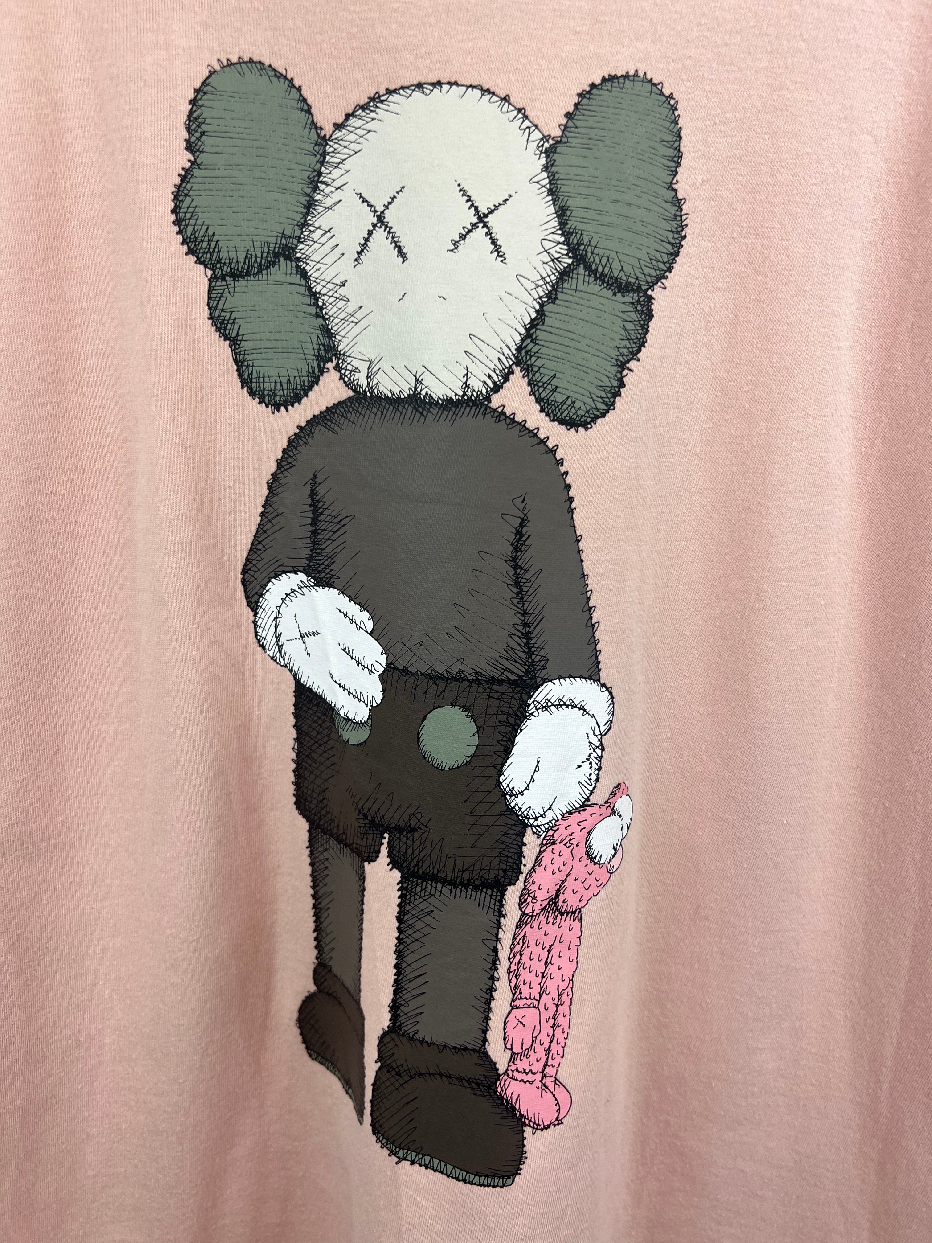 KAWS X Uniqlo Pink "teddy" tee