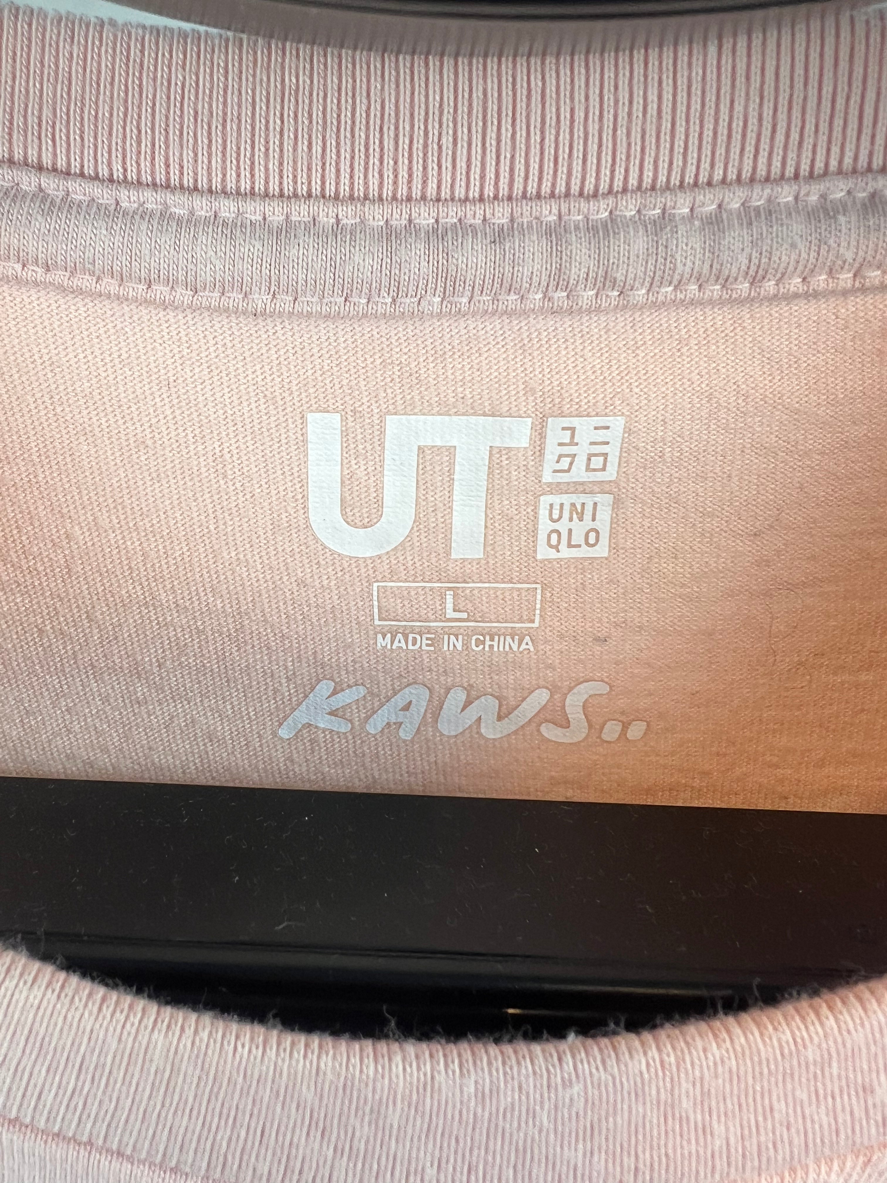 KAWS X Uniqlo Pink "teddy" tee